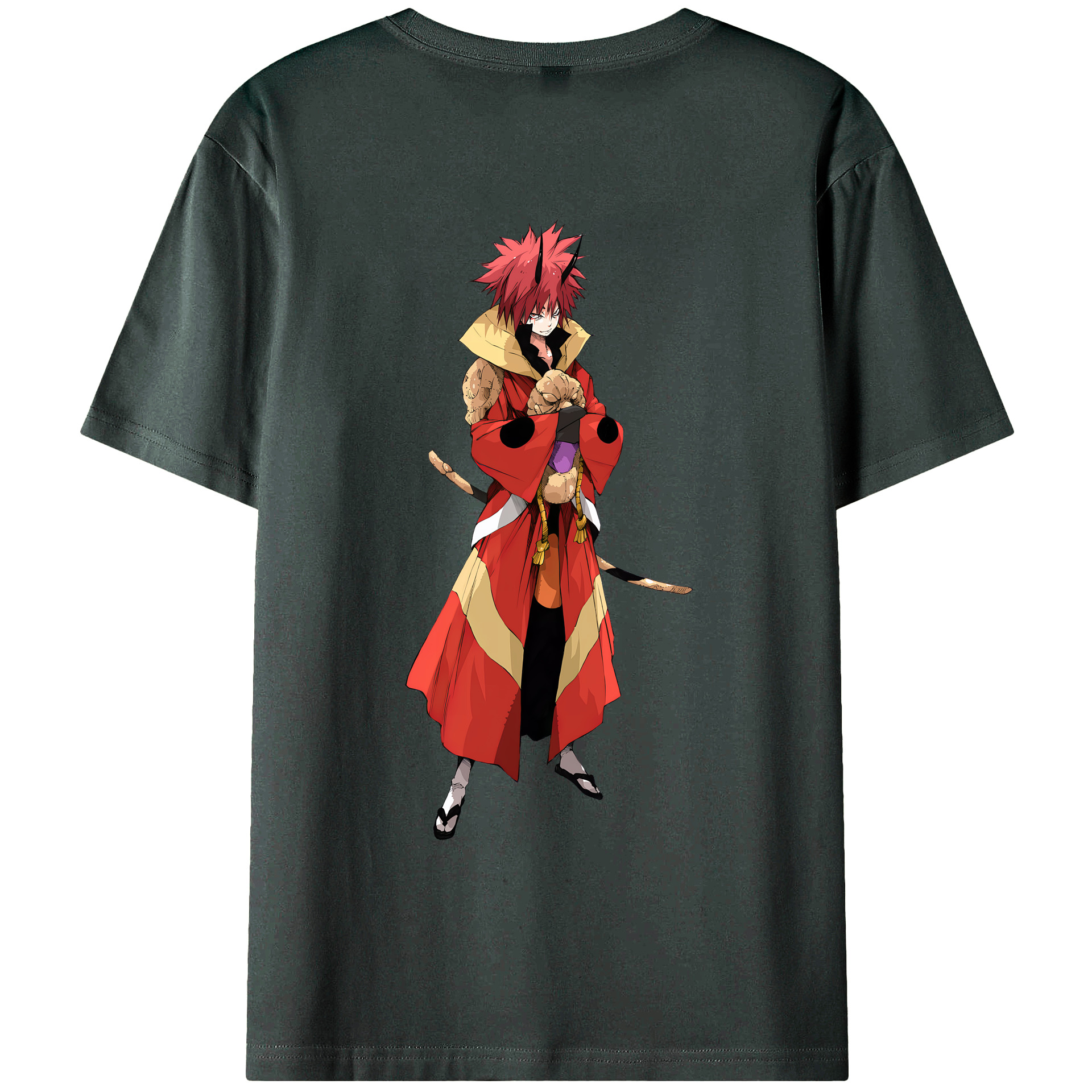 （画像用） 転スラ Regarding Reincarnated to Slime 綿100％ メンズ半袖Tシャツ（バックプリント） 通気性